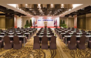 Large meeting room with chairs set up