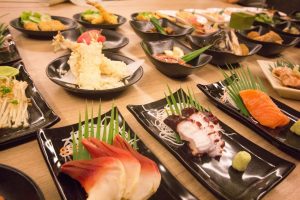 Japanese dishes on the table