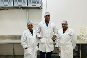 Three sofitel staff are wearing white lab coats.