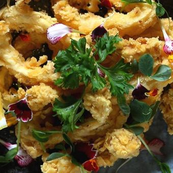 squid-and-bunapi-kaarage-with-lemon-chili-mayo