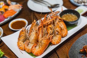 Grilled river prawns