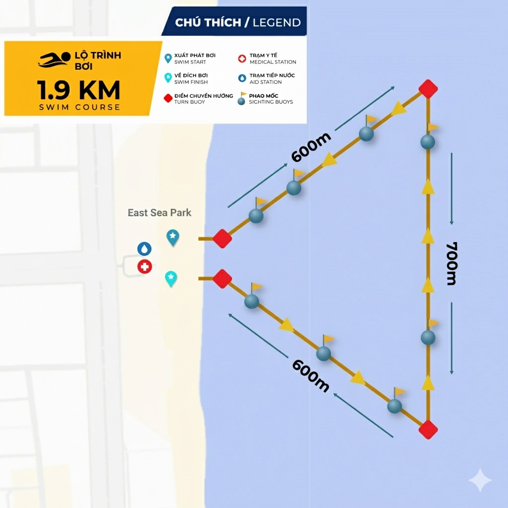 Bản đồ chặng bơi Ironman 70.3