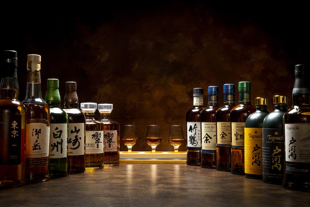 Japanese whisky three-glass tasting set