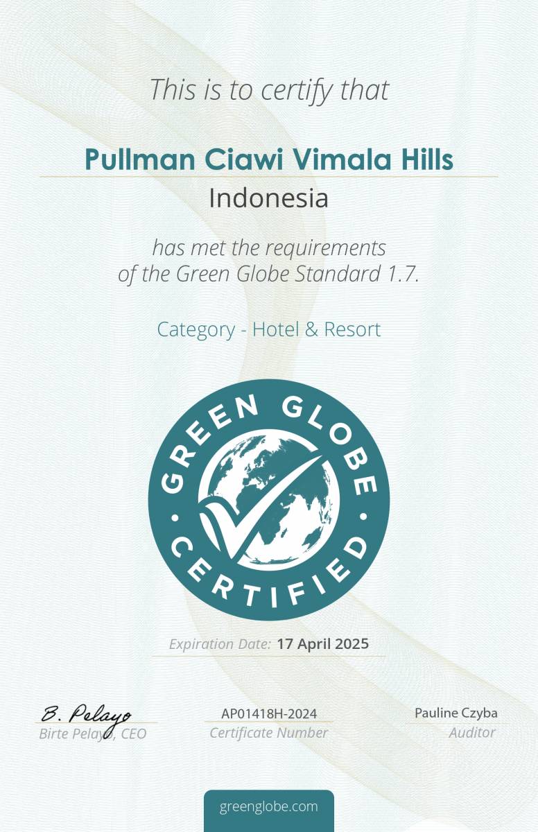 green globe certification pullman ciawi