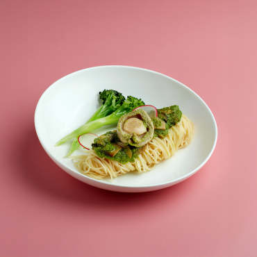 COLD ANGEL HAIR PASTA WITH ABALONE, WILD MUSHROOM