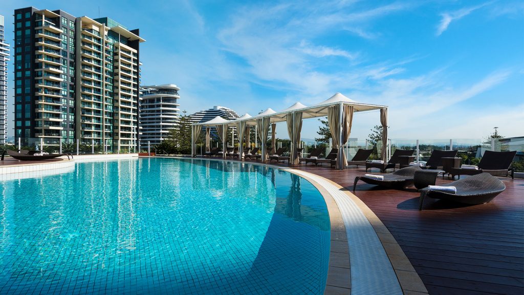 Outdoor Rooftop Pool Deck Sofitel Gold Coast Broadbeach Hotel