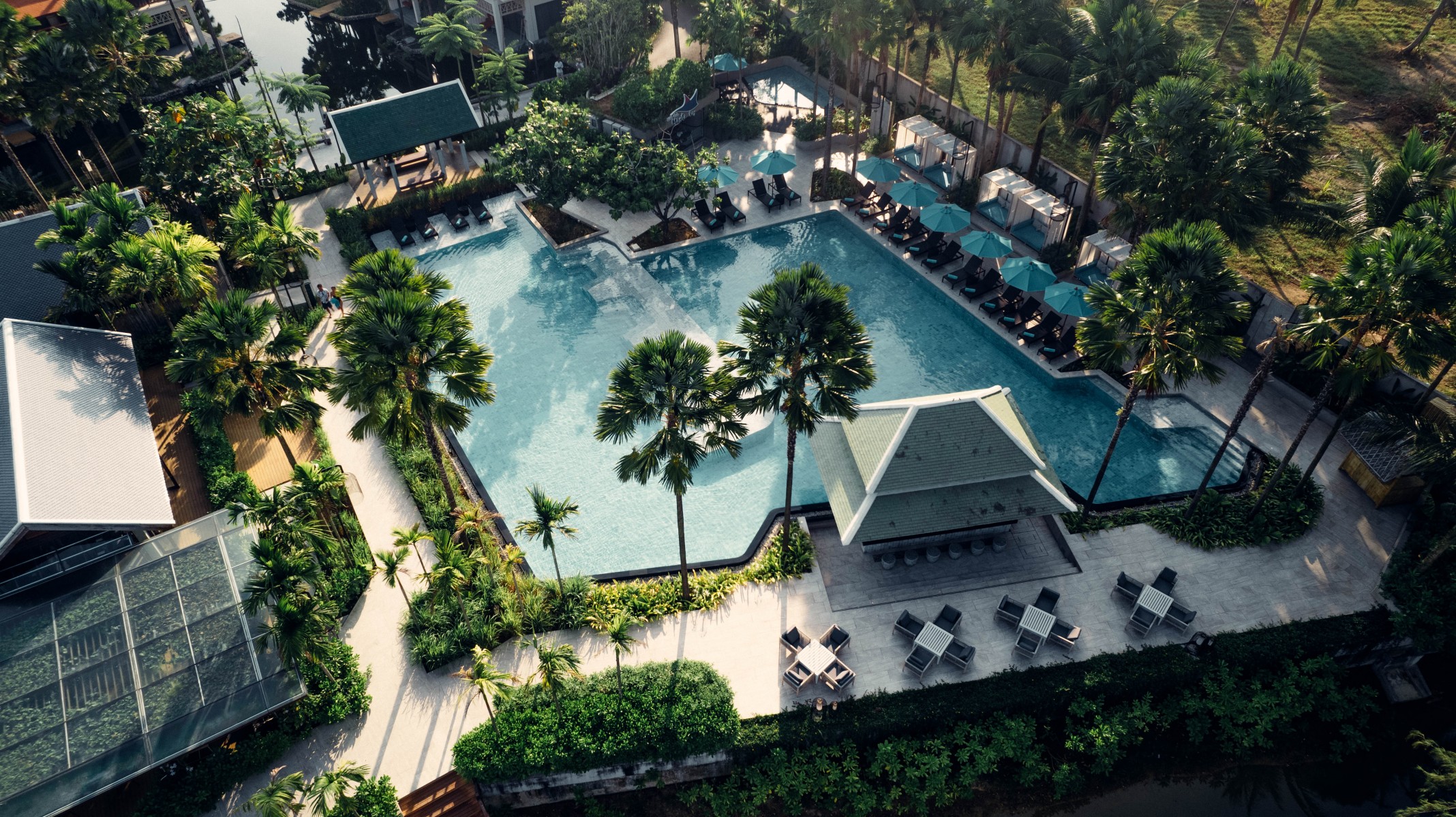 Aerial view of the tropical swimming pool at Grand Mercure Khao Lak Bangsak