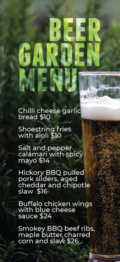 Beer Garden - drink menu - The Stampton Restaurant
