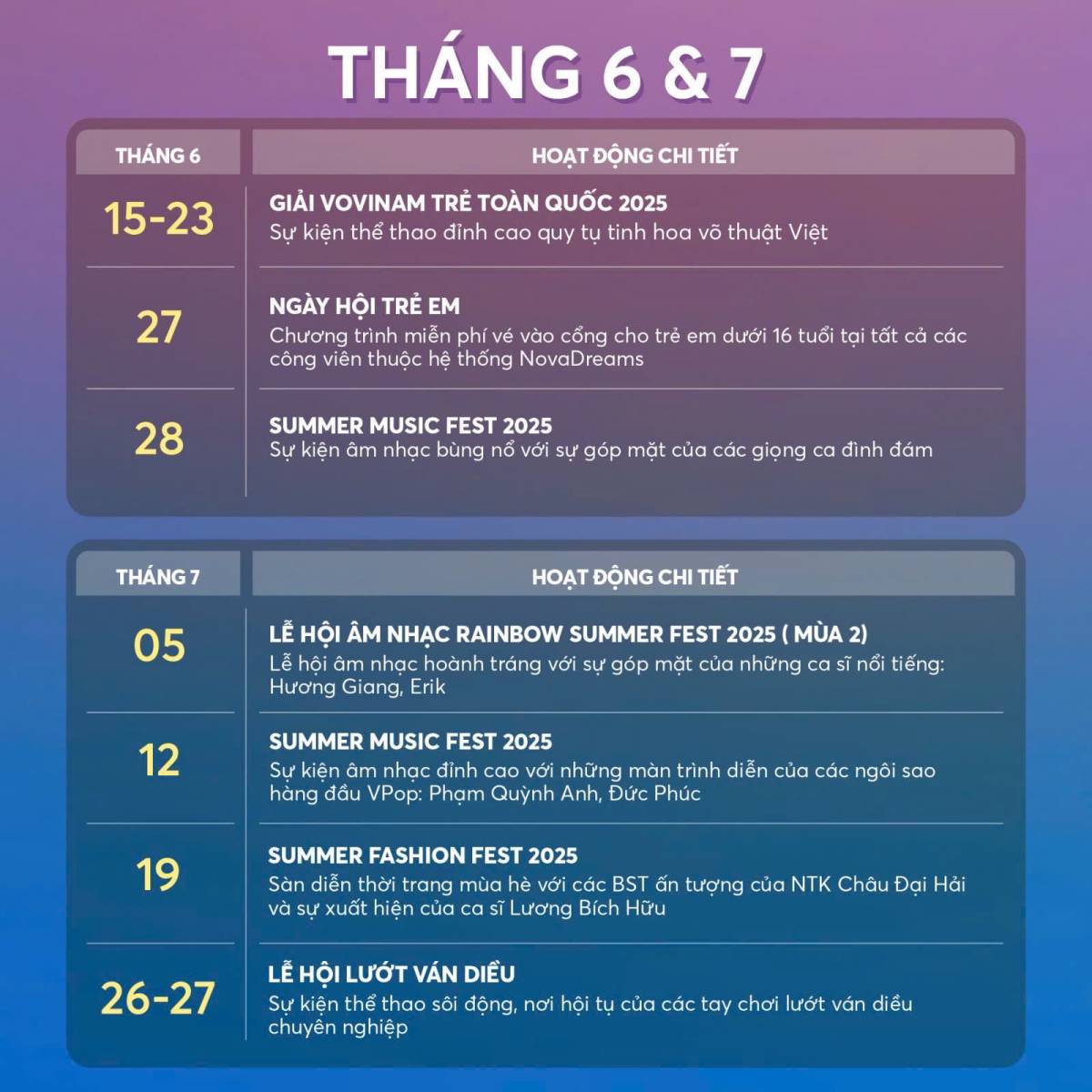 Summer Fest 2025 Schedule