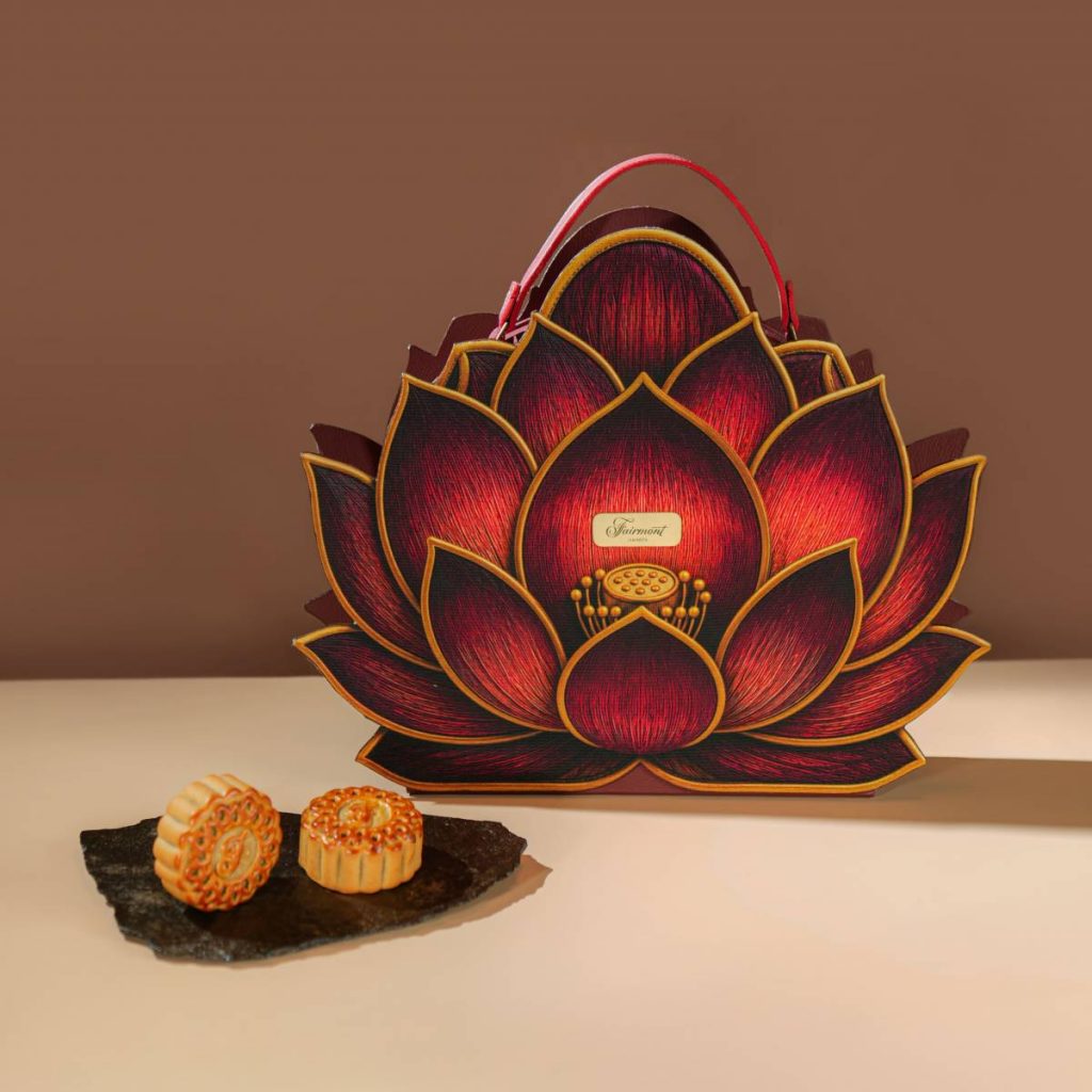 Baked Lotus in Bloom mooncake gift box by Fairmont Jakarta