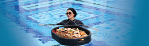 Halal-certified Middle East Floating Breakfast served on a luxury tray by the pool at Mövenpick Myth Hotel Patong Phuket
