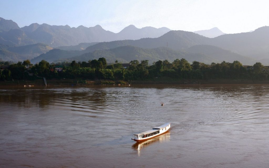 Luxury sunrise cruise boat on Mekong River Luang Prabang Luxury sunrise cruise boat on Mekong River Luang Prabang