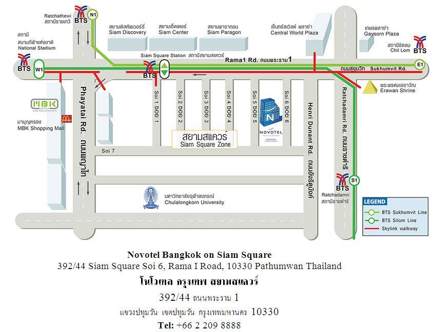 Hotel Map Novotel Bangkok Siam Square