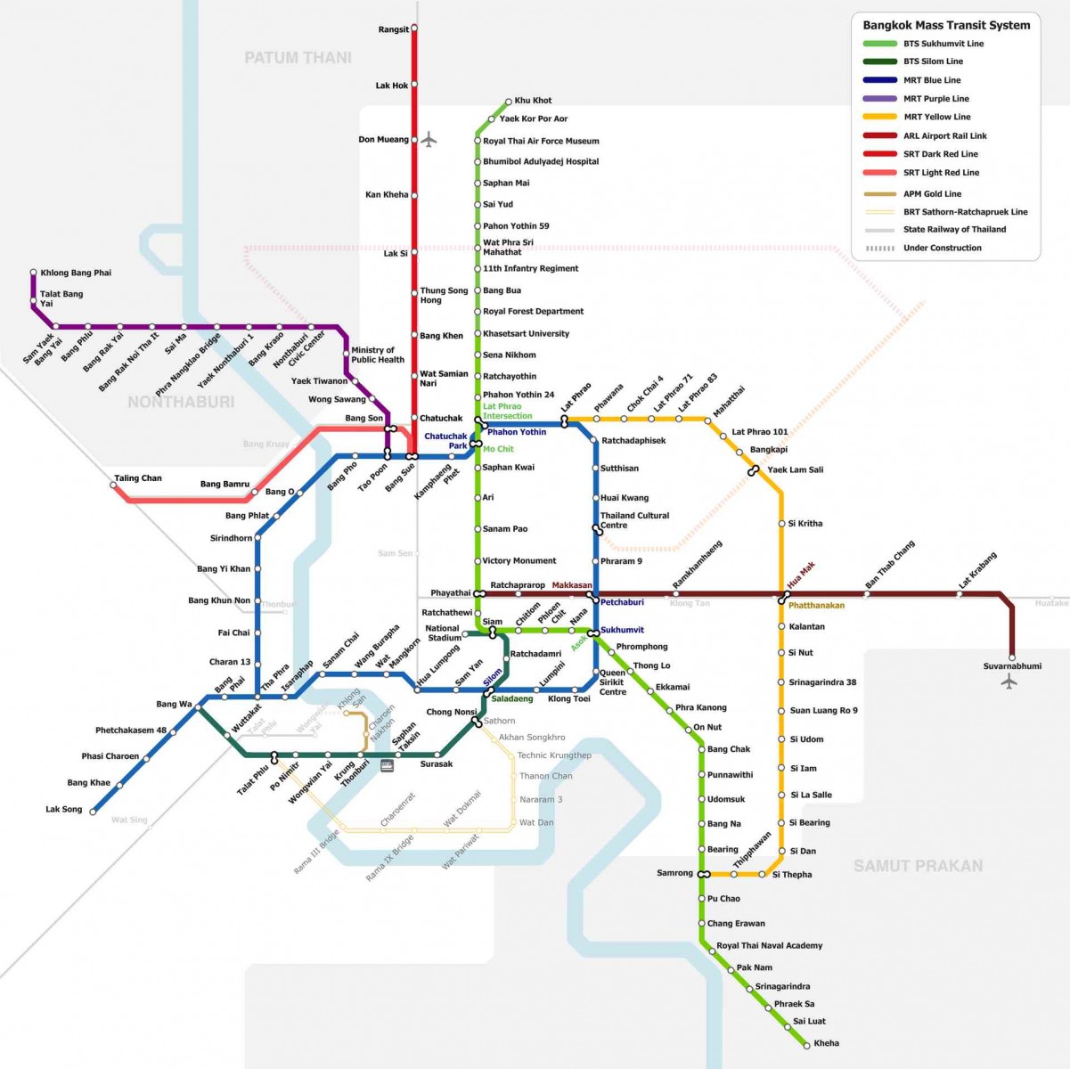 Detail Bangkok BTS Skytrain Route Detail Bangkok BTS Skytrain Route