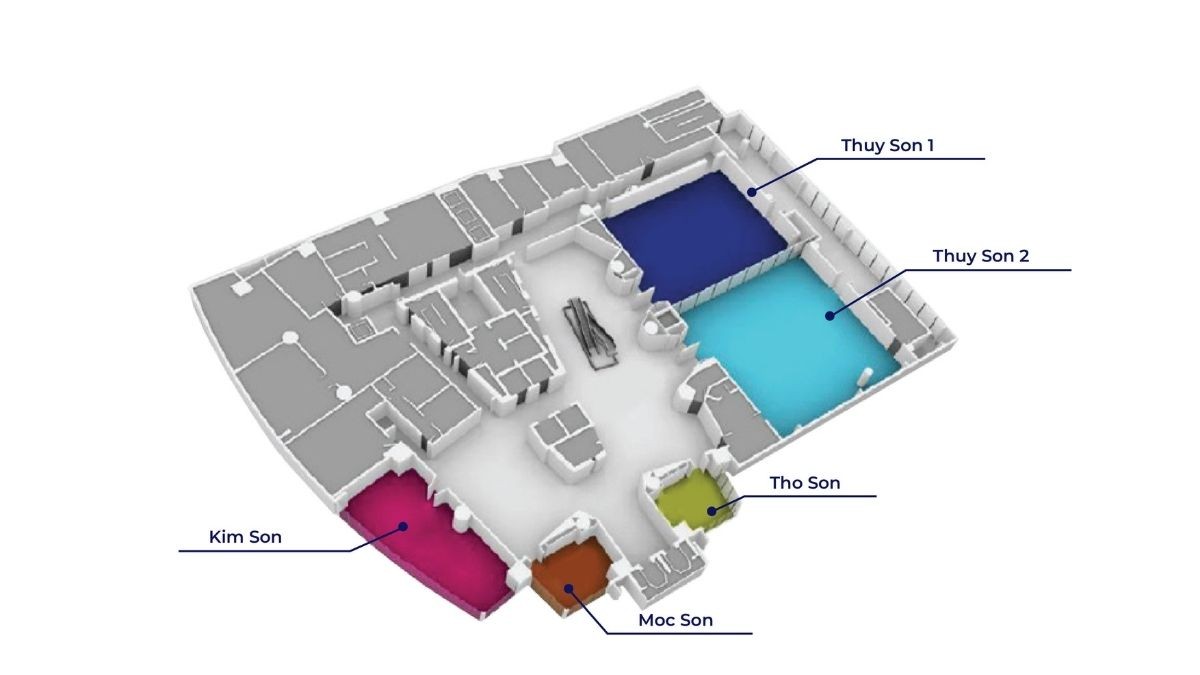 Novotel Danang Premier Han River floor plan showing Thuy Son Grand Ballroom, meeting rooms, and conference layout for corporate and social events