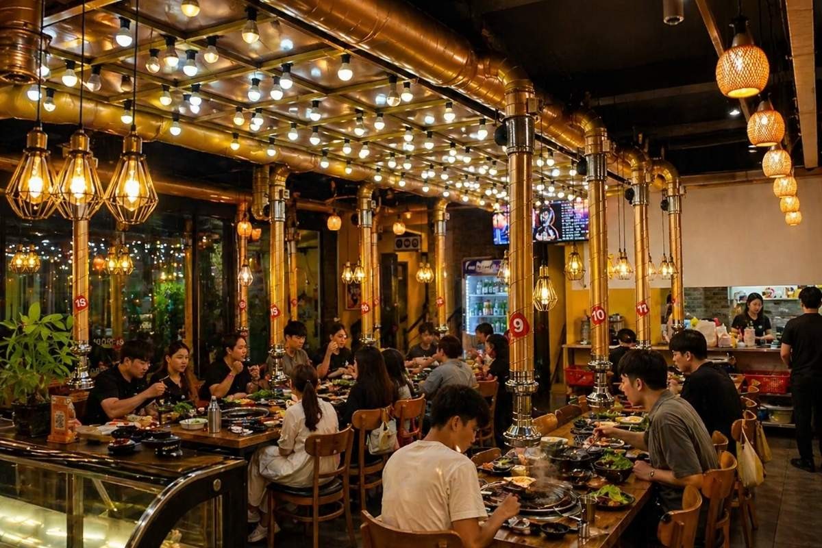 bữa tối ấm cúng tại nhà hàng thịt nướng hàn quốc seomin bbq