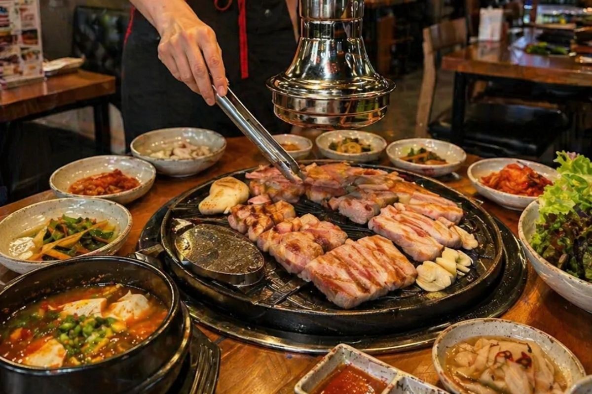 hanmaeum bbq đà nẵng với bàn tiệc nướng phong phú và bắt mắt