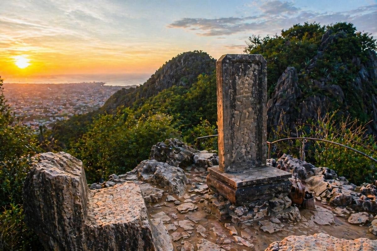 Vong Giang Dai viewpoint in the Marble Mountains Da Nang complex overlooking the Co Co River