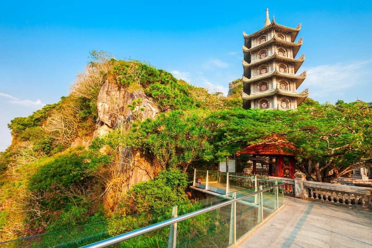 Tam Thai Pagoda in the Marble Mountains Da Nang complex with ancient temple architecture
