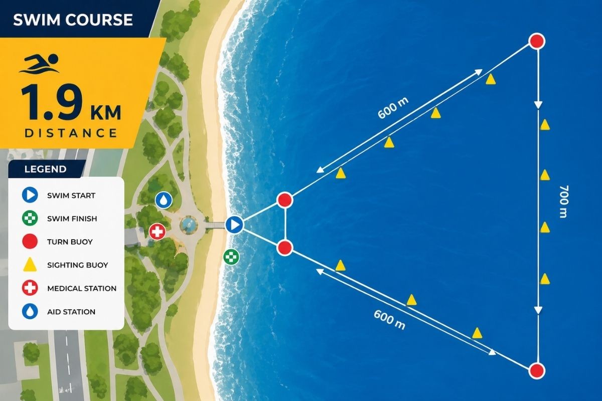 swim course map for IRONMAN 70.3 Da Nang