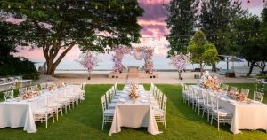 Vibrant outdoor Mehndi and Haldi ceremony at SO Sofitel Hua Hin signature lawn