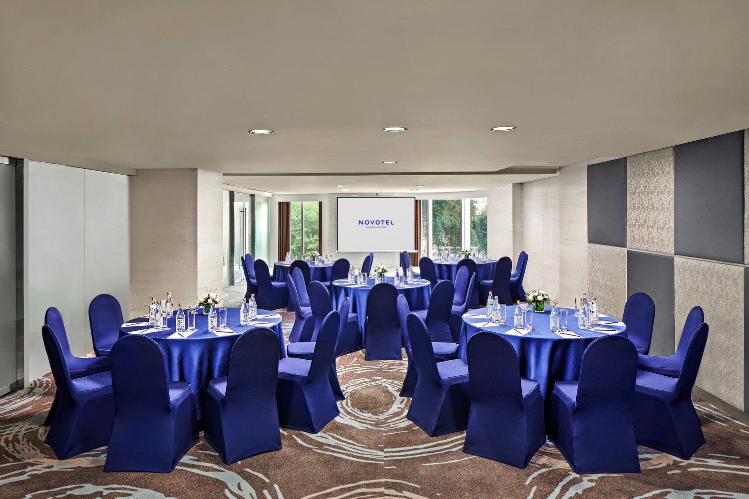 Burgundy meeting room
