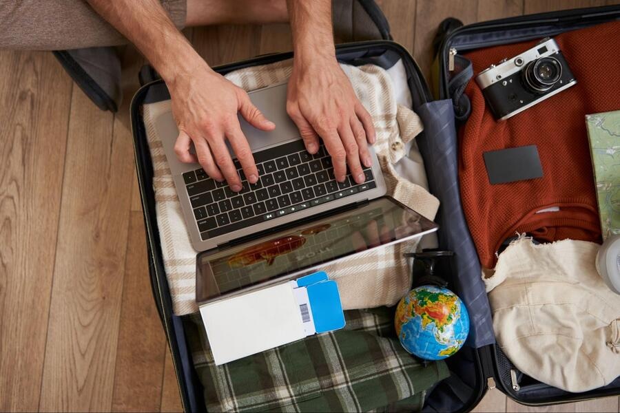 Bring your laptop and all essential tech devices for your business trip.