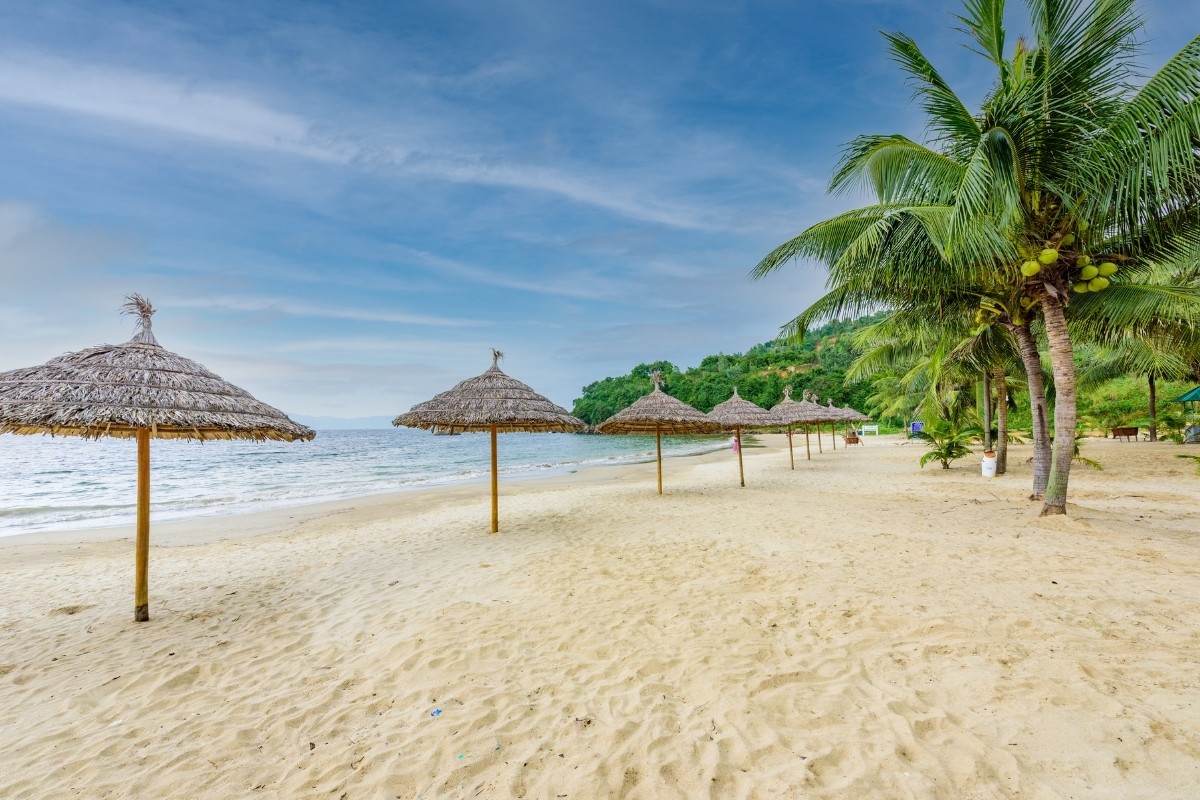Cat Tien Sa beach with white sand and clear water in Da Nang
