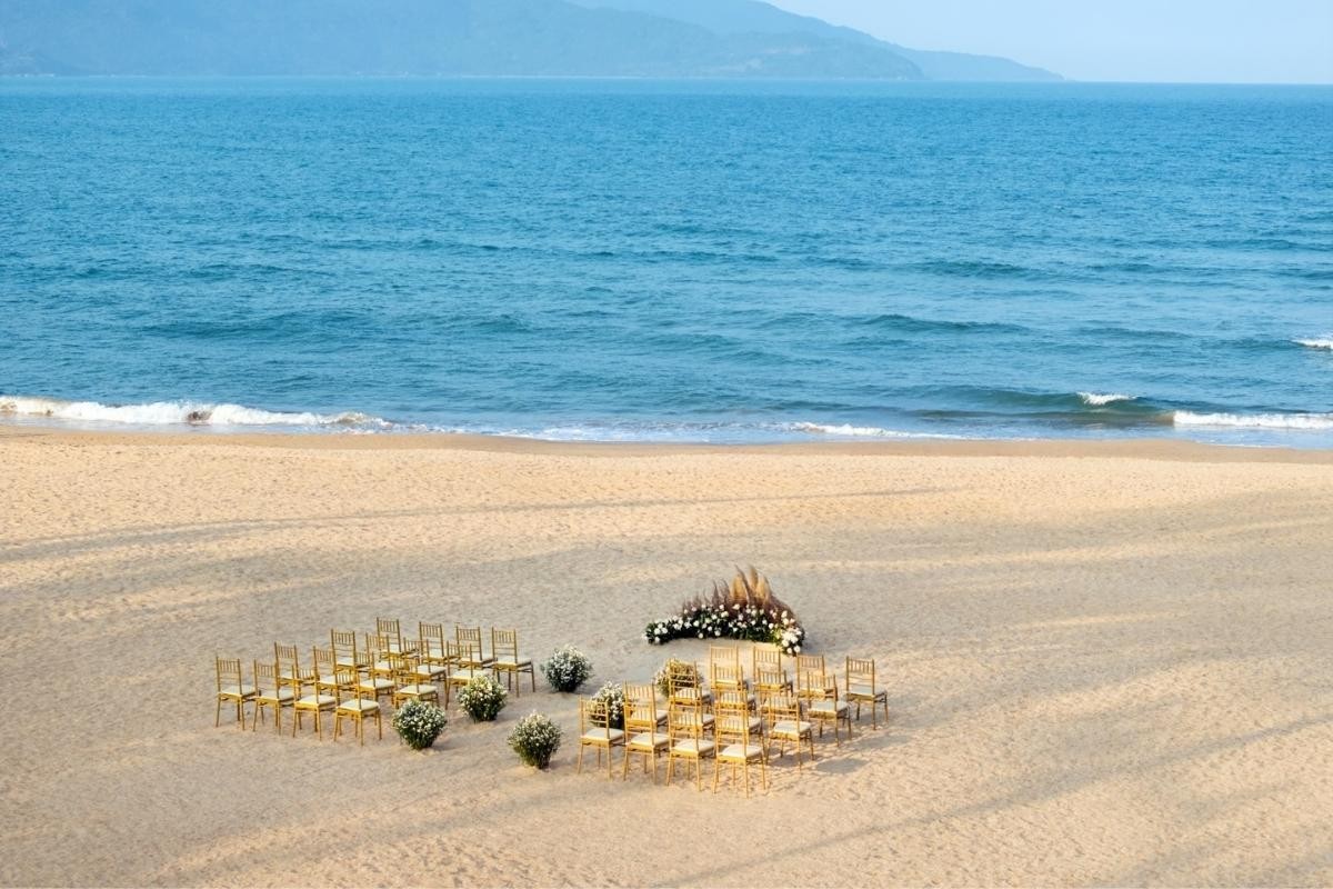 Wedding Ceremony Aerial View Pullman Danang Beach Resort