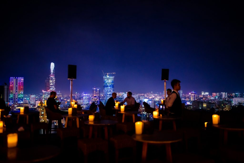 Social Club Rooftop Bar at Night