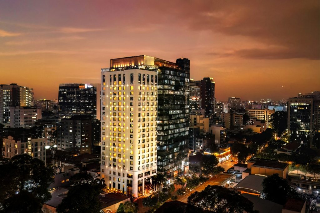 Elegant exterior view of Hotel Des Arts Saigon