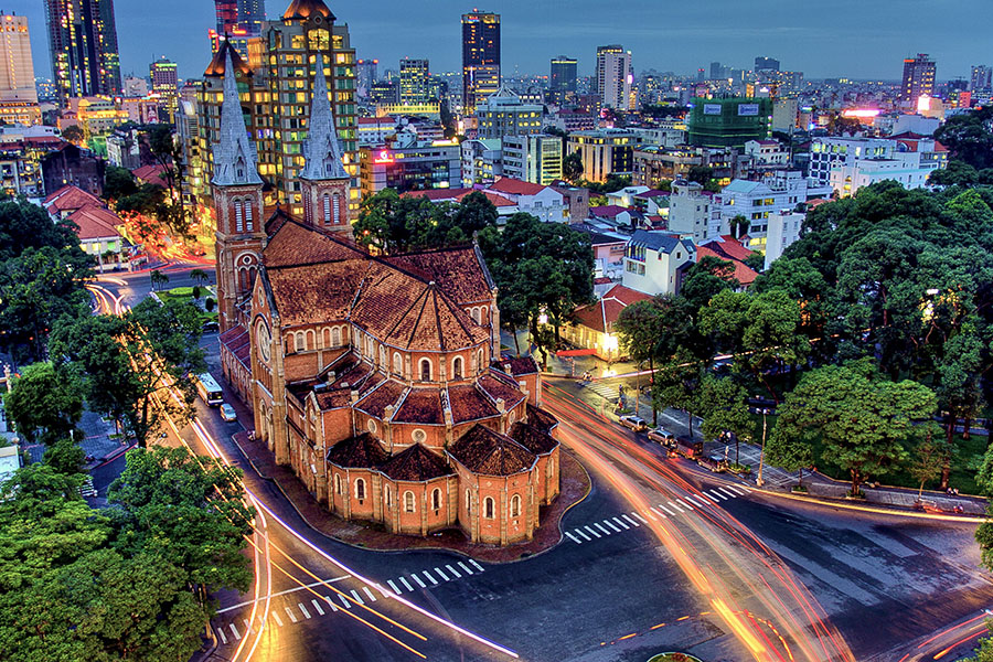 Aerial View of Notre Dame de Saigon Basilica